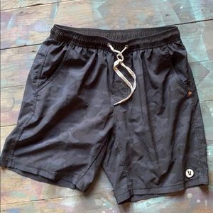 Vuori Black Camo Workout Shorts with Liner